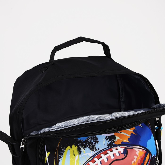 Рюкзак на молнии, 3 наружных кармана, цвет чёрный - фото 4 - id-p213425071