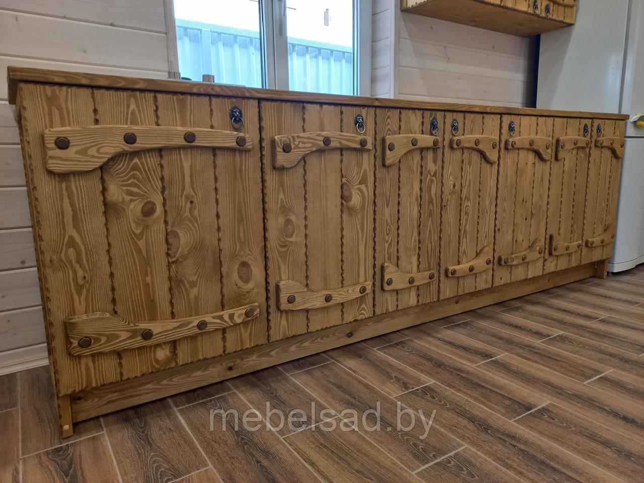 Кухня дачная из натурального дерева "Машека" Д2850мм*В850мм*Г600мм