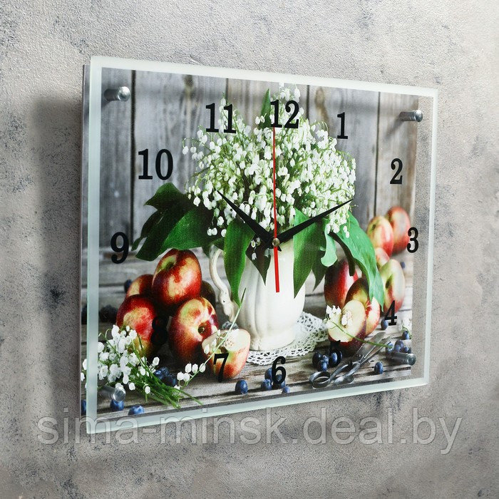 Часы настенные, серия: Цветы, "Цветы и яблоки", 30х40 см - фото 2 - id-p213425451