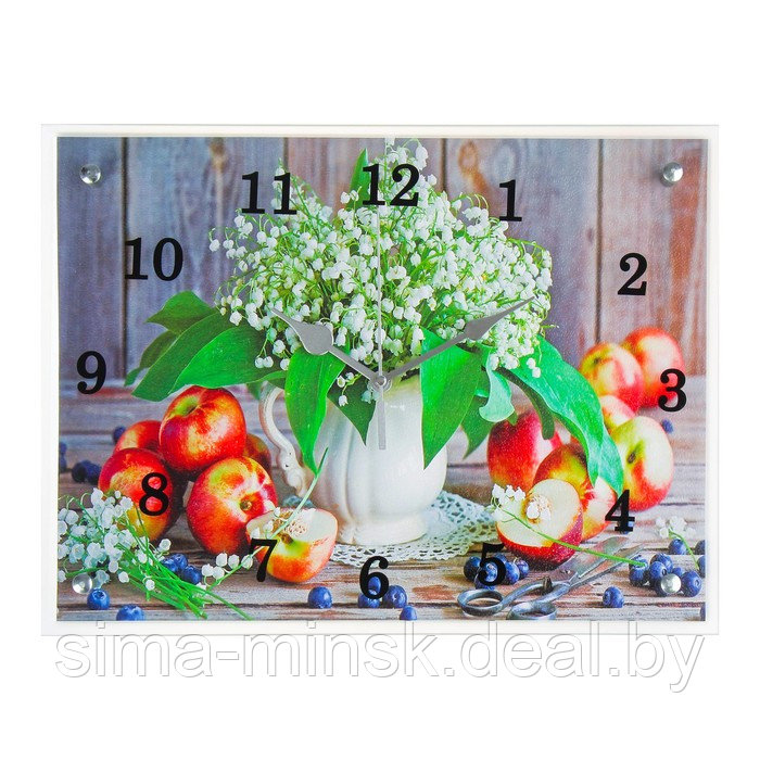 Часы настенные, серия: Цветы, "Цветы и яблоки", 30х40 см - фото 3 - id-p213425451