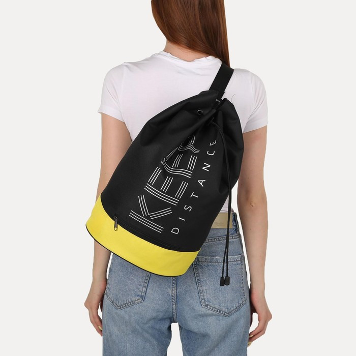 Рюкзак-торба молодёжный, отдел на стяжке шнурком, цвет чёрный/жёлтый - фото 7 - id-p213425166