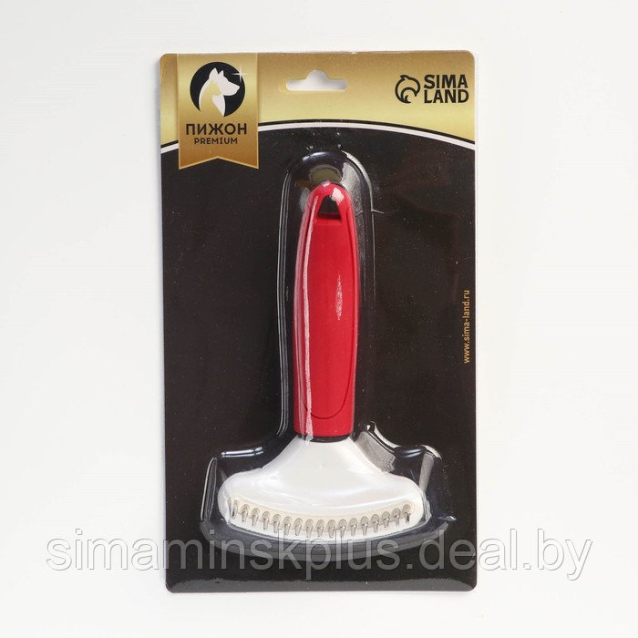 Расчёска для шерсти с вращающимися зубчиками Пижон Premium, 9,5 х 17 см, красная - фото 5 - id-p213427351