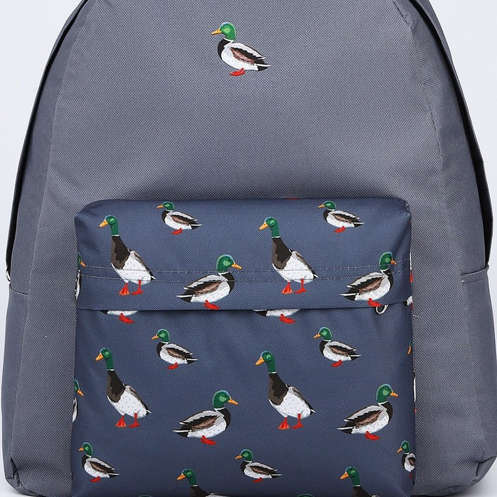 Рюкзак текстильный Утки, с карманом, цвет серый - фото 3 - id-p213425170