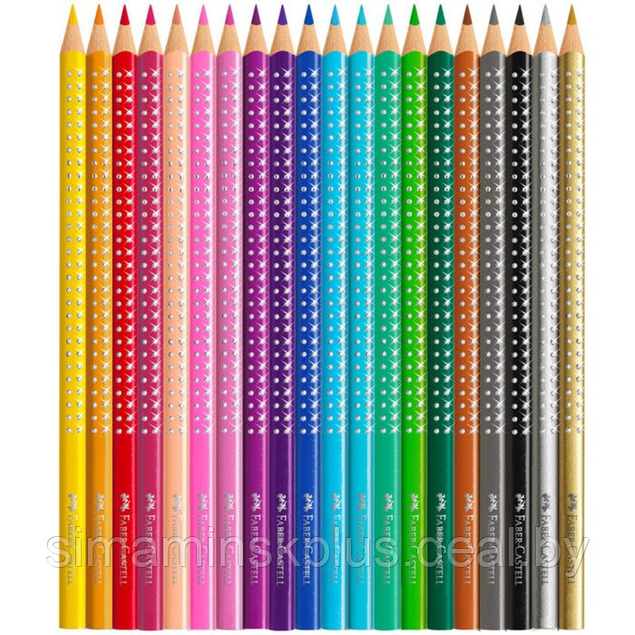 Карандаши цветные Faber-Castel "Sparkle", 20 цветов + точилка, трехгранные, в металлической коробке - фото 3 - id-p213427970