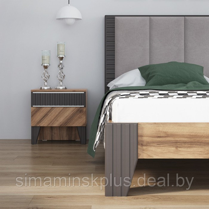 Кровать с мягкой спинкой «Моника №2.1», 1400×2000 мм, без основания, цвет авелано/графит - фото 2 - id-p213428962