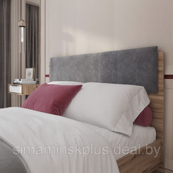 Кровать с мягким элементом «Николь №1.1», 1400×2000 мм, цвет серый/дуб альпийский - фото 2 - id-p213428970