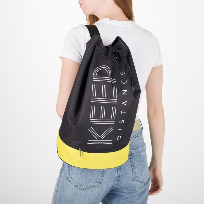 Рюкзак-торба молодёжный, отдел на стяжке шнурком, цвет чёрный/жёлтый - фото 3 - id-p213429943