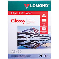 Фотобумага для струйной печати А3, 50 листов LOMOND, 200 г/м2, односторонняя, глянцевая (0102024)