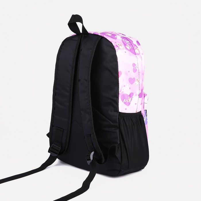 Рюкзак на молнии, 3 наружных кармана, цвет сиреневый - фото 2 - id-p213429960
