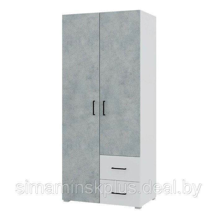 Шкаф Victor, 2 створчатый, с ящиками, цвет белый/бетон - фото 1 - id-p213429012