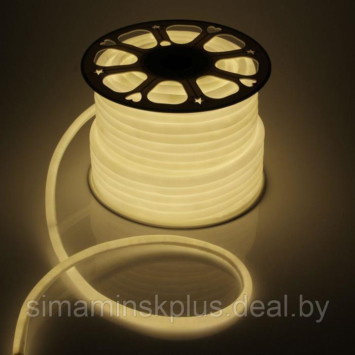 Гибкий неон Luazon Lighting 16 мм круглый, IP65, 50 м, SMD2835, 120 LED/м, 220 В, свечение тёплое белое