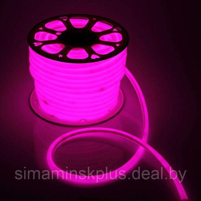 Гибкий неон Luazon Lighting 16 мм круглый, IP65, 50 м, SMD2835, 120 LED/м, 220 В, свечение розовое