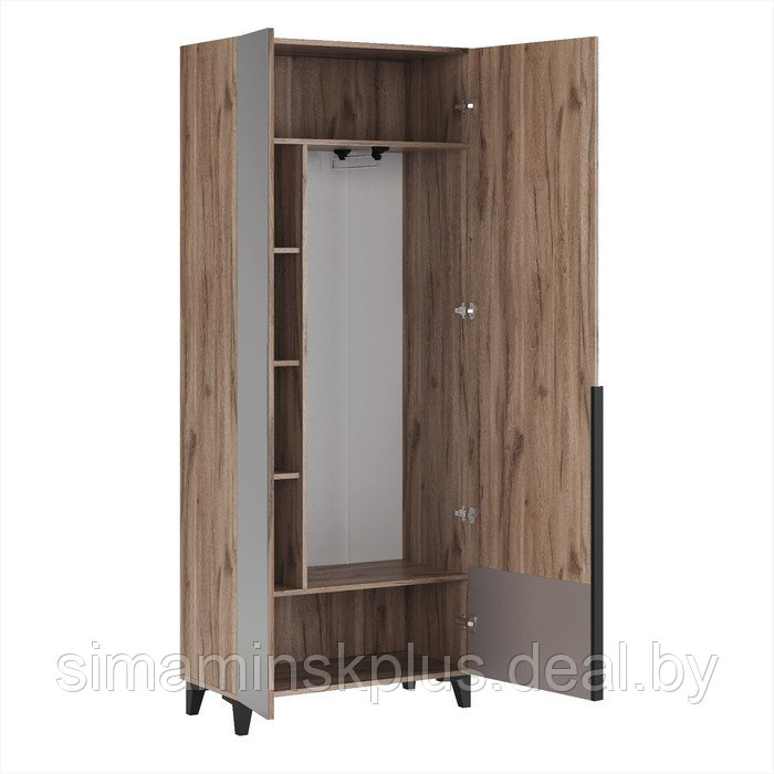 Шкаф двухдверный «Кенди №9», 800×405×2010 мм, с зеркалом, дуб альпийский/ясень грей софт - фото 2 - id-p213429036