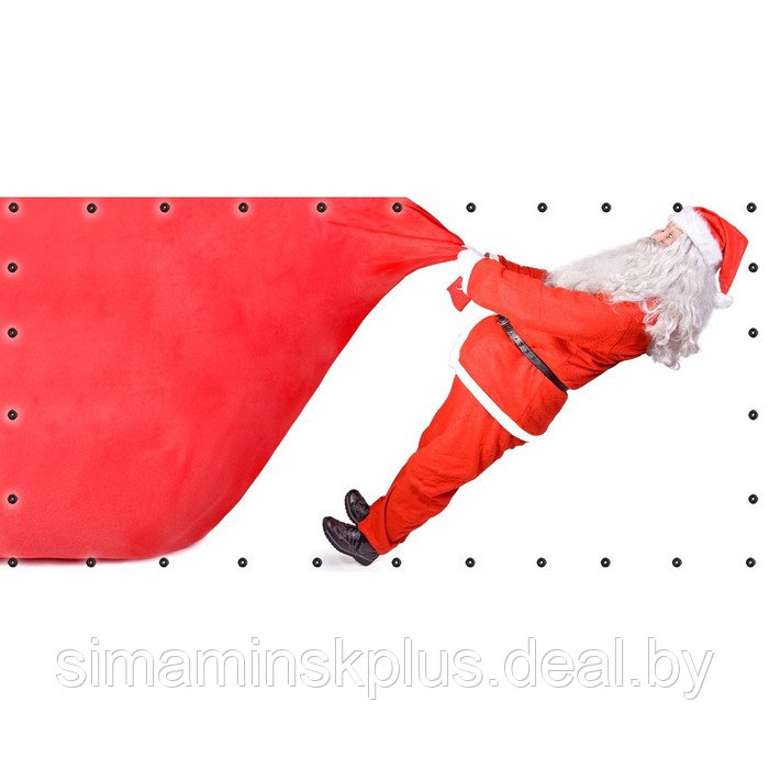 Фотосетка, 314 × 155 см, с фотопечатью, люверсы шаг 0.3 м, «Дед Мороз с мешком подарков» - фото 1 - id-p213430689