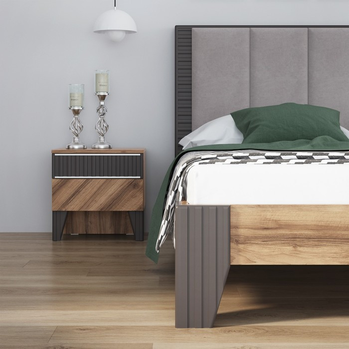 Кровать с мягкой спинкой «Моника №2.1», 1400×2000 мм, без основания, цвет авелано/графит - фото 2 - id-p213431231
