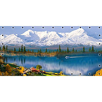 Фотосетка, 314 × 155 см, с фотопечатью, люверсы шаг 0.3 м, «Озеро в горах»