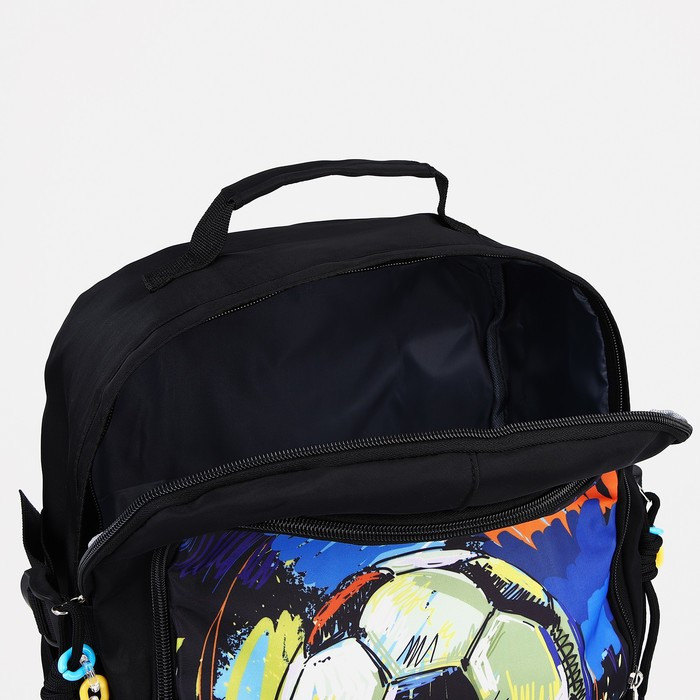 Рюкзак на молнии, 3 наружных кармана, цвет чёрный - фото 4 - id-p213430055