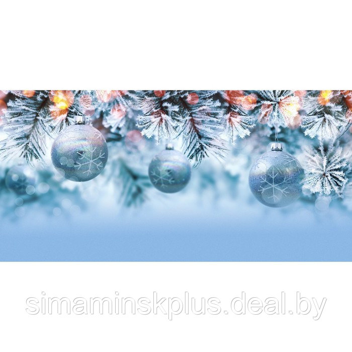 Фотосетка, 320 × 155 см, с фотопечатью, «Голубые ёлочные шары» - фото 1 - id-p213430405