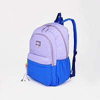 Рюкзак на молнии, 4 наружных кармана, цвет сиреневый/синий