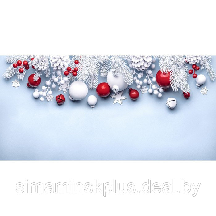 Фотосетка, 320 × 155 см, с фотопечатью, «Красно-белый новогодний декор» - фото 1 - id-p213430413