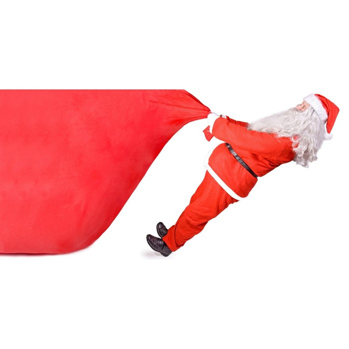 Фотосетка, 320 × 155 см, с фотопечатью, « Дед Мороз с мешком подарков» - фото 1 - id-p213433280