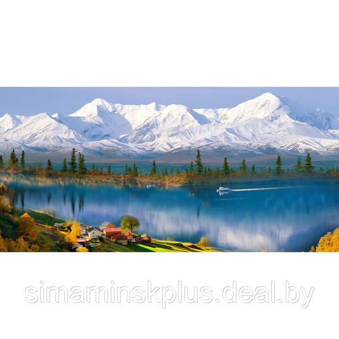 Фотосетка, 320 × 155 см, с фотопечатью, «Озеро в горах» - фото 1 - id-p213430437