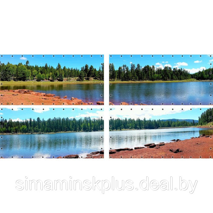 Фотосетка, из четырёх полотен по 314 × 155 см, с фотопечатью, люверсы шаг 0.3 м, «Вид на реку» - фото 1 - id-p213430817