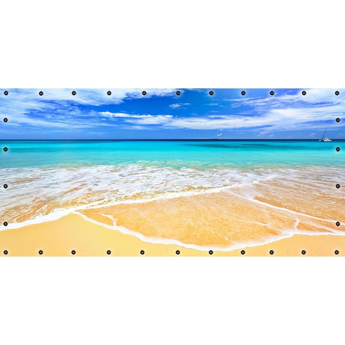 Фотосетка, 314 × 155 см, с фотопечатью, люверсы шаг 0.3 м, «Тропический пляж» - фото 1 - id-p213433400