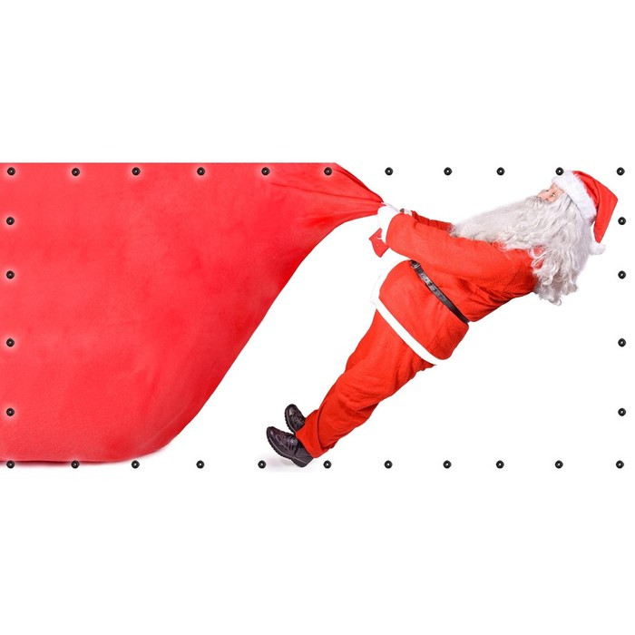 Фотосетка, 314 × 155 см, с фотопечатью, люверсы шаг 0.3 м, «Дед Мороз с мешком подарков» - фото 1 - id-p213433429