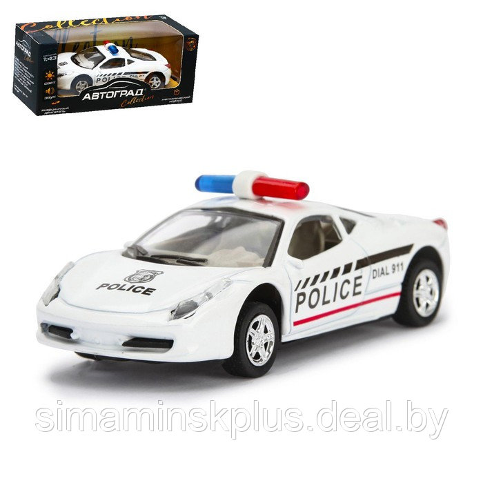 Машина металлическая «Полиция», инерционная, свет и звук, масштаб 1:43 - фото 1 - id-p213435325