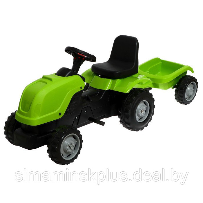 Трактор на педалях, с прицепом, цвет зелёный - фото 10 - id-p213435113