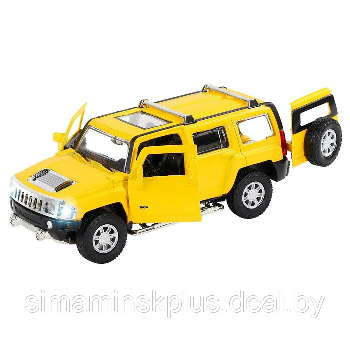 Машина металлическая Hummer H3 1:32 цвет жёлтый инерция, световые и звуковые эффекты, открываются двери - фото 2 - id-p213435363