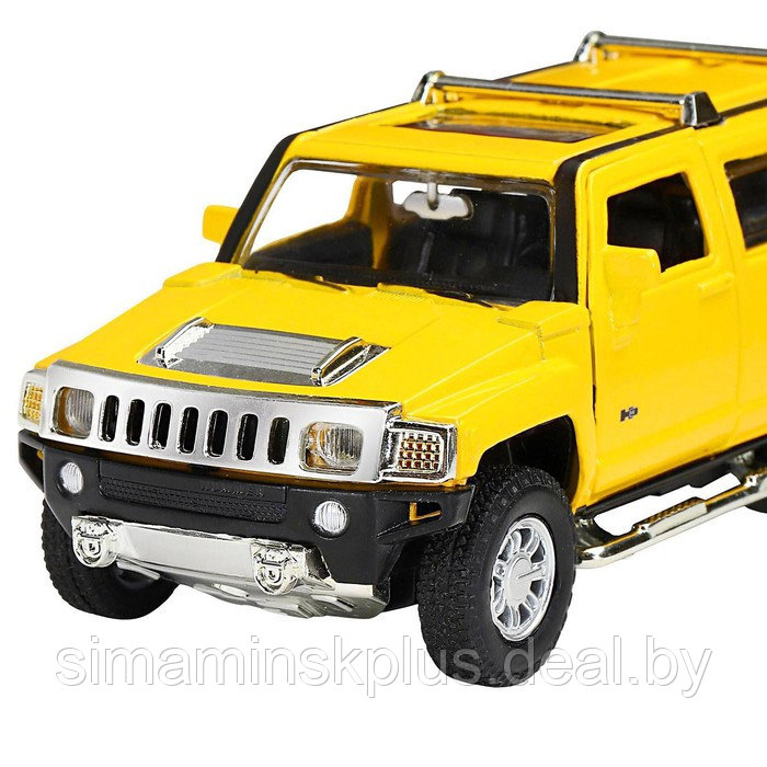Машина металлическая Hummer H3 1:32 цвет жёлтый инерция, световые и звуковые эффекты, открываются двери - фото 4 - id-p213435363