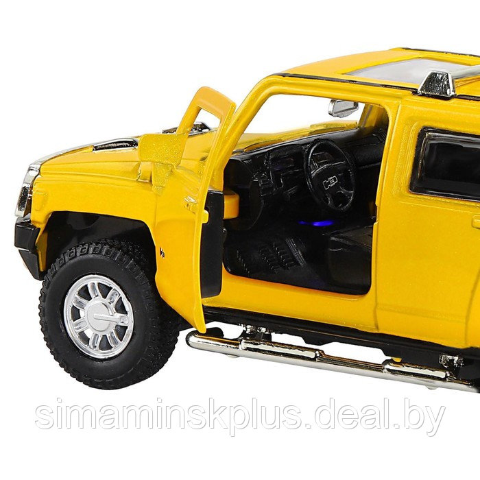 Машина металлическая Hummer H3 1:32 цвет жёлтый инерция, световые и звуковые эффекты, открываются двери - фото 8 - id-p213435363