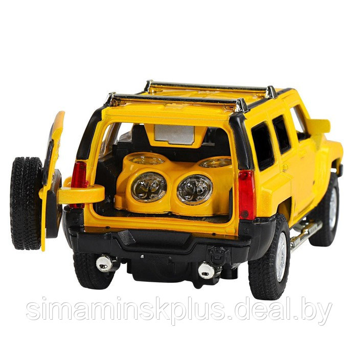 Машина металлическая Hummer H3 1:32 цвет жёлтый инерция, световые и звуковые эффекты, открываются двери - фото 9 - id-p213435363
