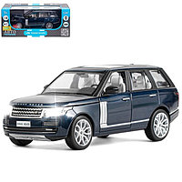 Машина металлическая Range Rover 1:26, открываются двери, капот, багажник, свет и звук, цвет синий перламутр