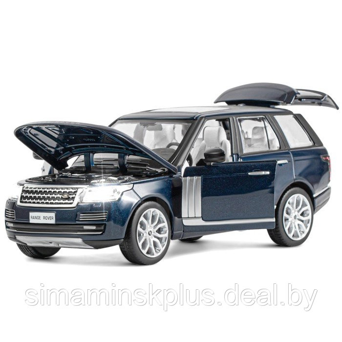 Машина металлическая Range Rover 1:26, открываются двери, капот, багажник, свет и звук, цвет синий перламутр - фото 5 - id-p213435377