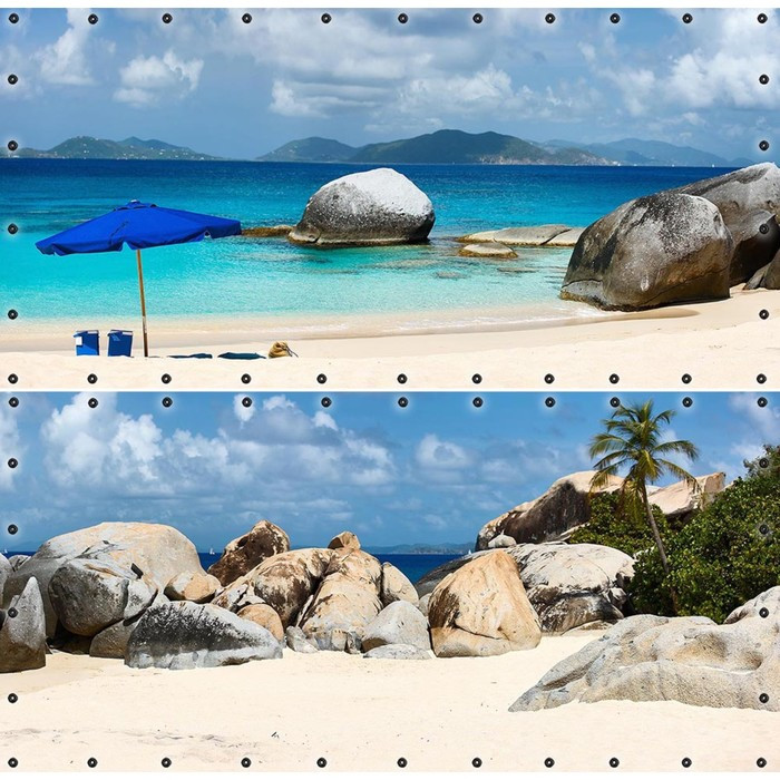 Фотосетка, из двух полотен по 314 × 155 см, с фотопечатью, люверсы шаг 0.3 м, «Пляж на Бали» - фото 1 - id-p213433544