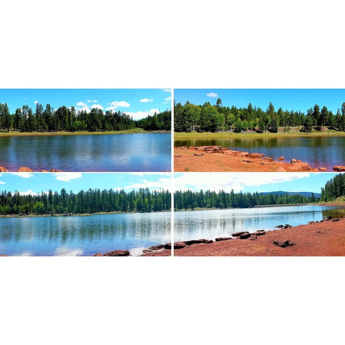 Фотосетка, из четырёх полотен по 320 × 155 см, с фотопечатью, «Зелёные просторы над рекой» - фото 1 - id-p213433555