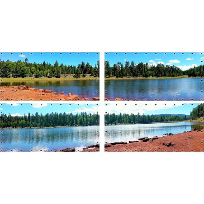 Фотосетка, из четырёх полотен по 314 × 155 см, с фотопечатью, люверсы шаг 0.3 м, «Вид на реку» - фото 1 - id-p213433557
