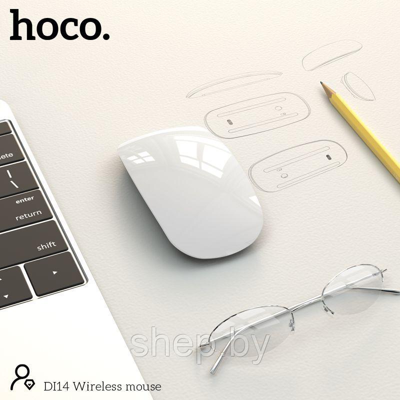Мышь беспроводная Hoco DI14 (Bluetooth 5.0,1600dpi) цвет: белый, Ультратонкая, с аккумулятором 400 mAh - фото 3 - id-p213454209