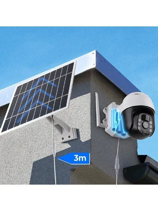 Уличная поворотная камера видеонаблюдения V380 Pro 4G 3 мп на солнечной панели от сим-карты - фото 5 - id-p213458056