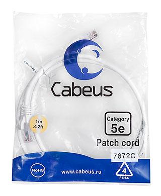 Патч-корд Cabeus PC-UTP-RJ45-Cat.5e-1m-WH-LSZH Кат.5е 1 м белый - фото 1 - id-p213264439