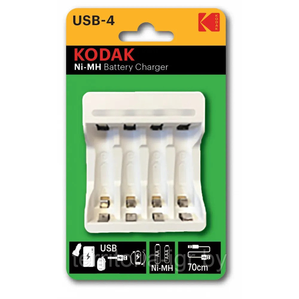 Зарядное устройство C8002B USB для 4 аккумуляторов AA - AAA Kodak - фото 1 - id-p213458742