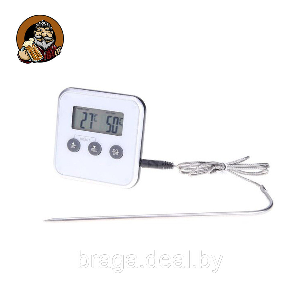 Термометр электронный с щупом, таймером и сигнализацией - фото 1 - id-p213459214
