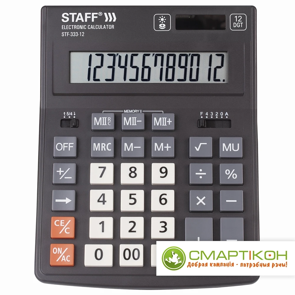 Калькулятор STAFF настольный STF-333 12 разрядов, двойное питание, 200x154 мм - фото 1 - id-p213460984
