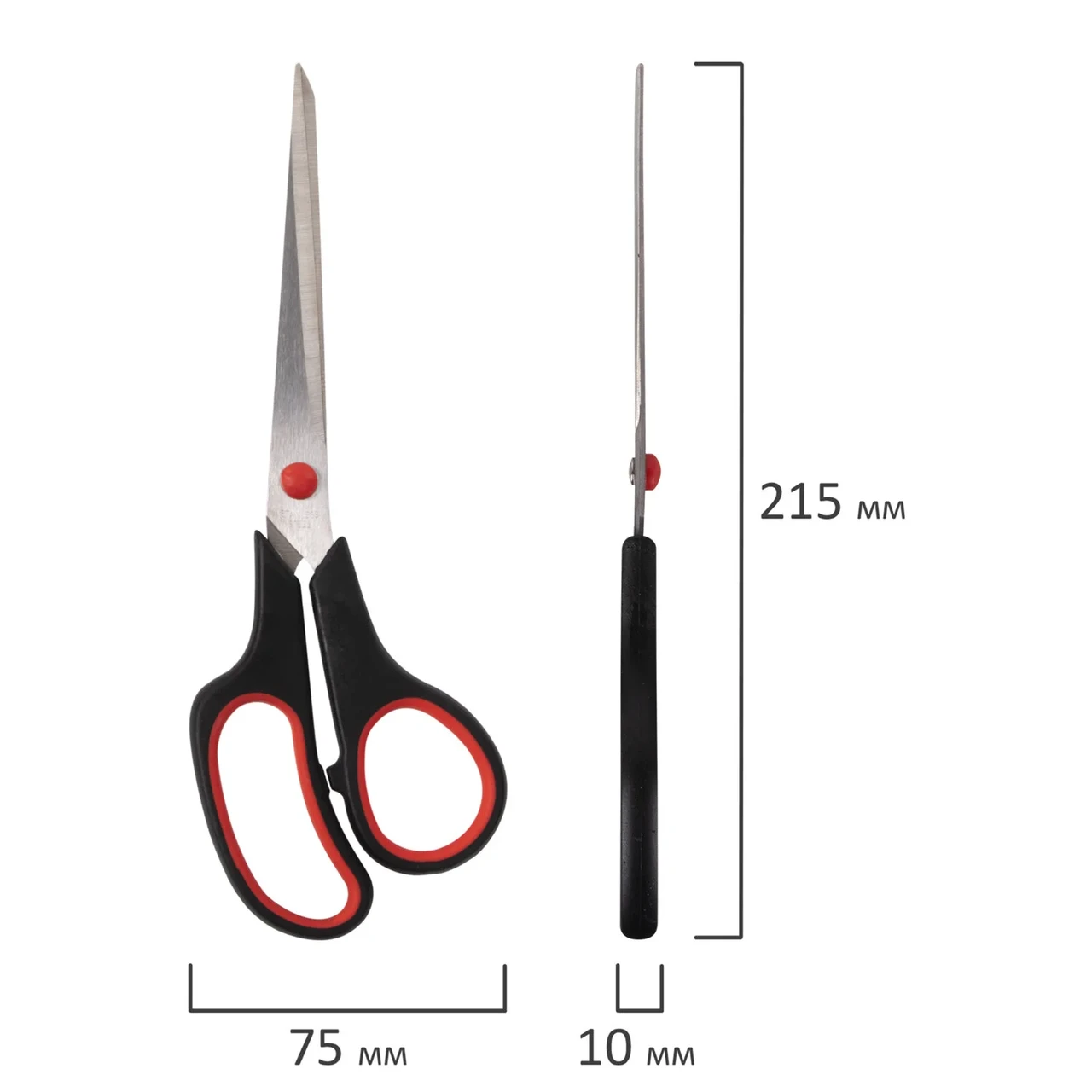 Ножницы STAFF EVERYDAY 215 мм, резиновые вставки, черно-красные, ПВХ чехол - фото 7 - id-p213460981