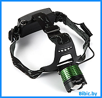 Фонарь налобный HT-348-2 (АКБ+USB) до 1км, фонарик светодиодный на голову лоб, мощный