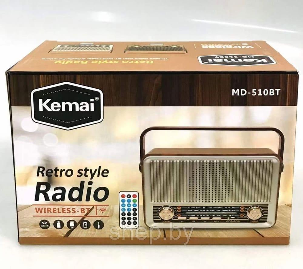 Радиоприемник Kemai MD-510BT MP3 bluetooth USB TF AUX FM AM + пульт ДУ цвет: дерево, светлое дерево - фото 4 - id-p213461100