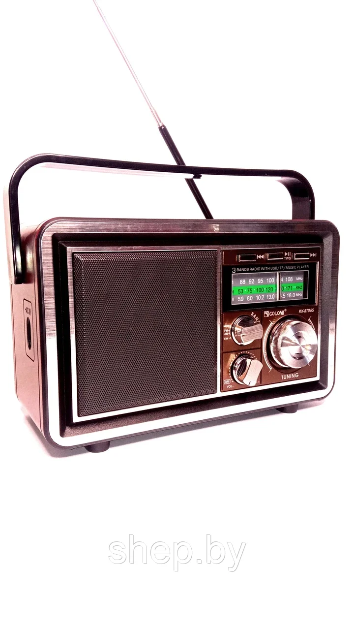 Радиоприёмник Golon RX-BT065 FM/AM/SW,USB/SD,Bluetooth, цвет: красный, коричневый, дерево